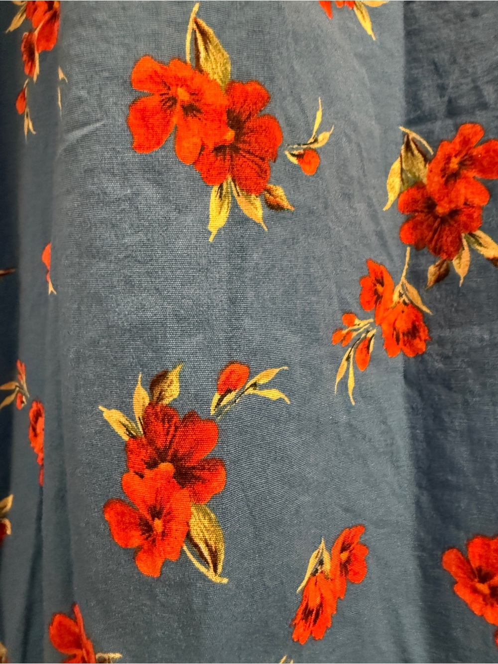 Zara Emma Blue Orange Floral Hibiscus V-Neck Long Sleeve Tunic Mini Dress Small - Picture 13 of 15